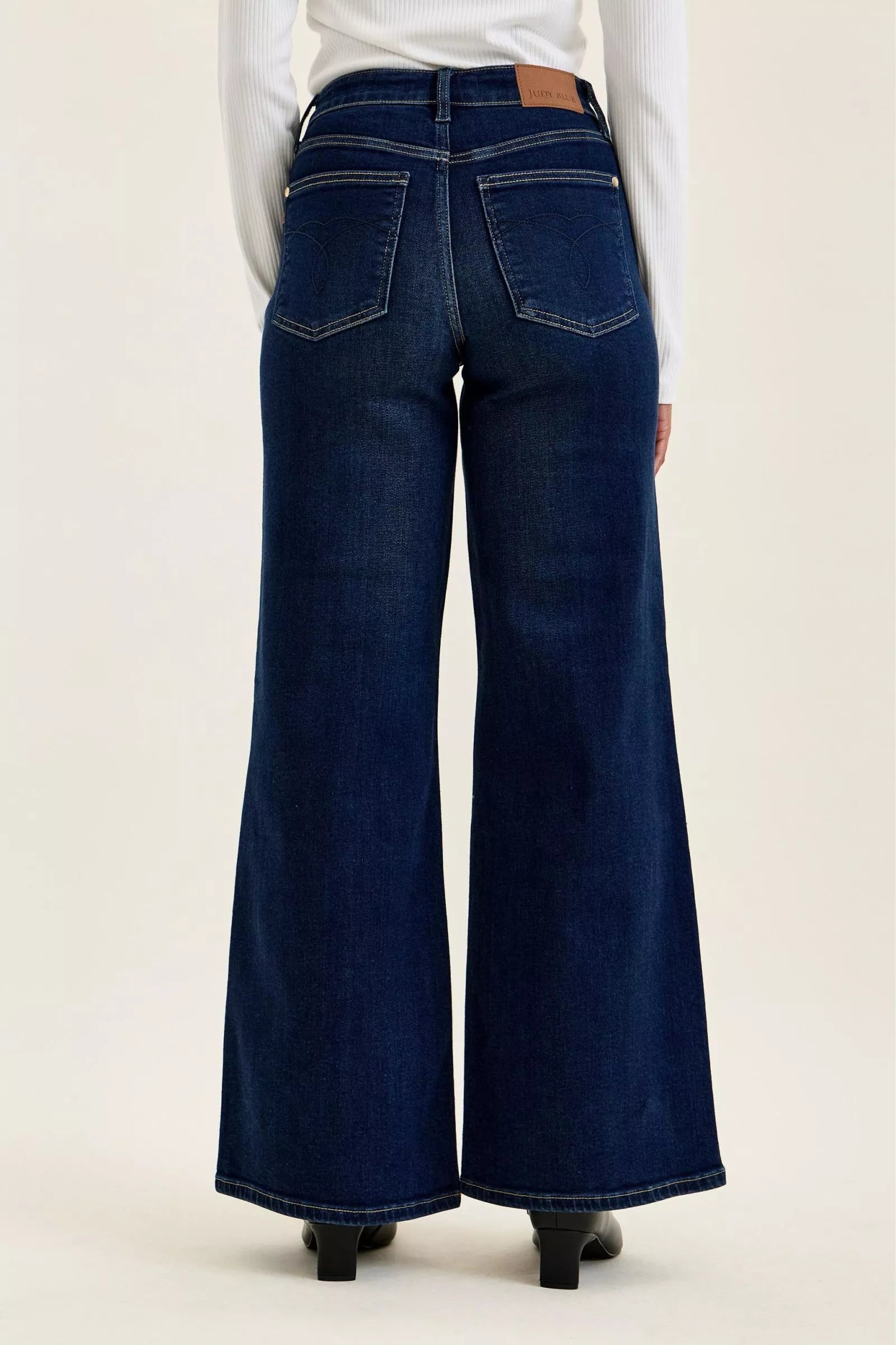 High-Waisted Wide-Leg Dark Wash Jeans