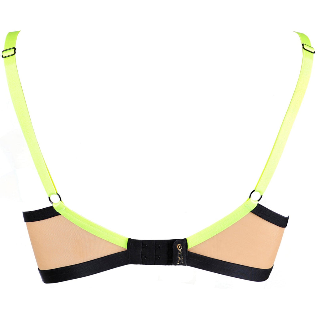 Coquettish Floral Embroidered Neon Sheer Balconette Bra
