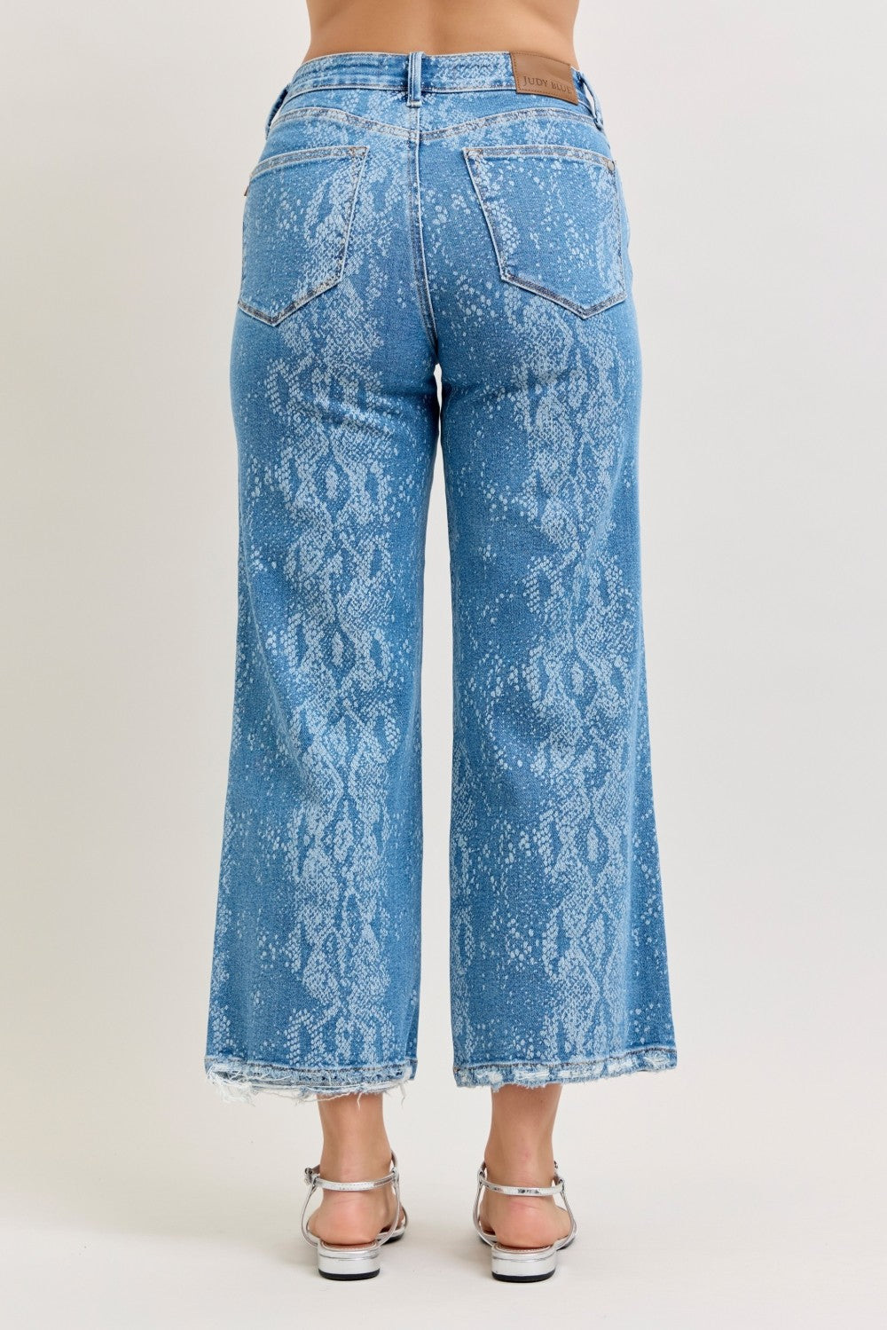 High Rise Ankle Wide Leg Pattern Jeans