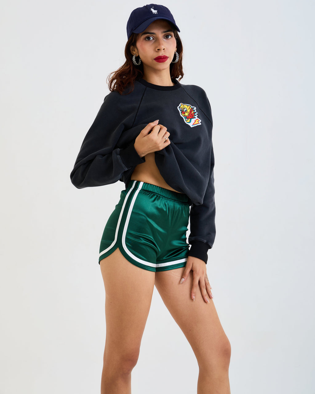 Vintage Satin Running Shorts  –  Retro Track Shorts with White Trim