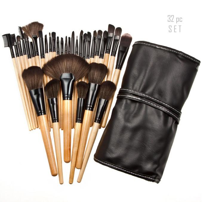 32 Piece High Quality Wooden Makeup Brush Set