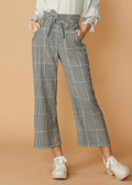 Plaid Tie Waist Cropped Pants In Fall Glen