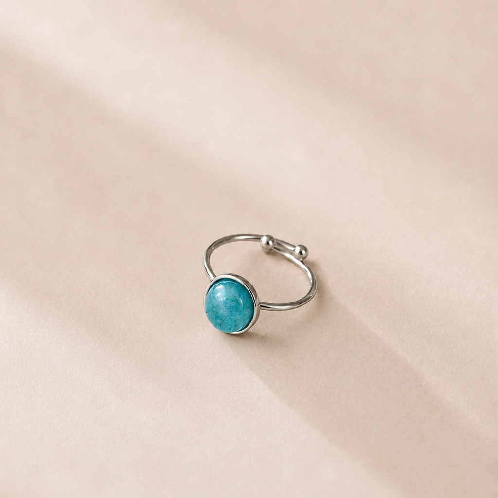 Minimalist Coastal Sterling Silver Plated Turquoise Ring