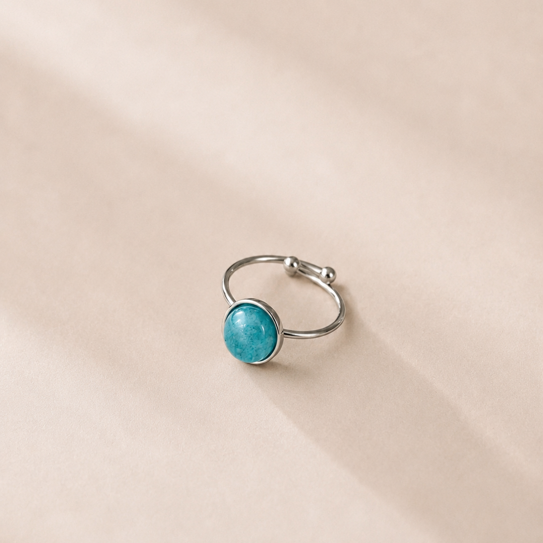 Minimalist Coastal Sterling Silver Plated Turquoise Ring