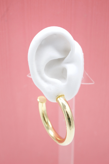18K Gold Filled 6mm Thick Open Hoop Stud Hoops Earrings