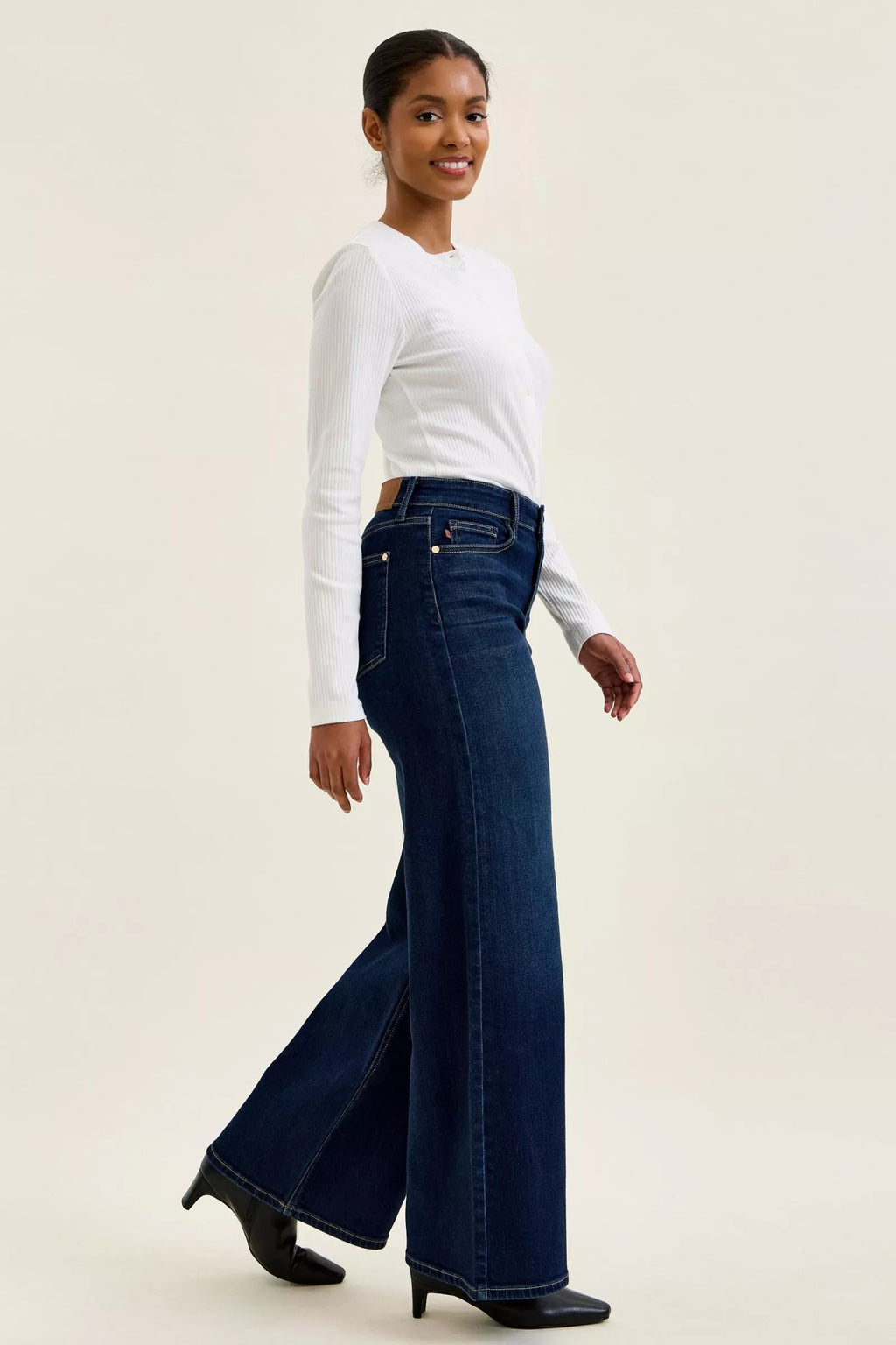 High-Waisted Wide-Leg Dark Wash Jeans