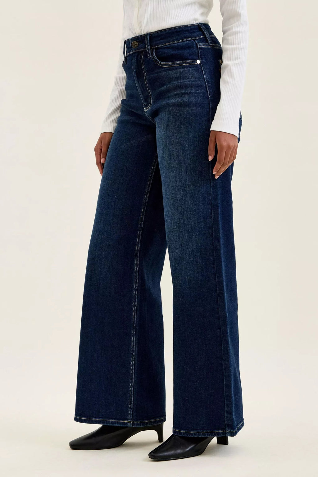 High-Waisted Wide-Leg Dark Wash Jeans