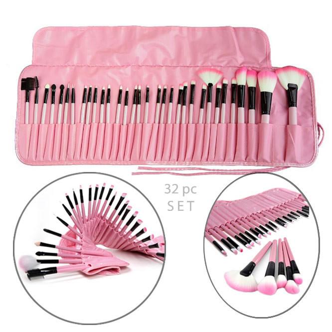 32 Piece High Quality Wooden Makeup Brush Set