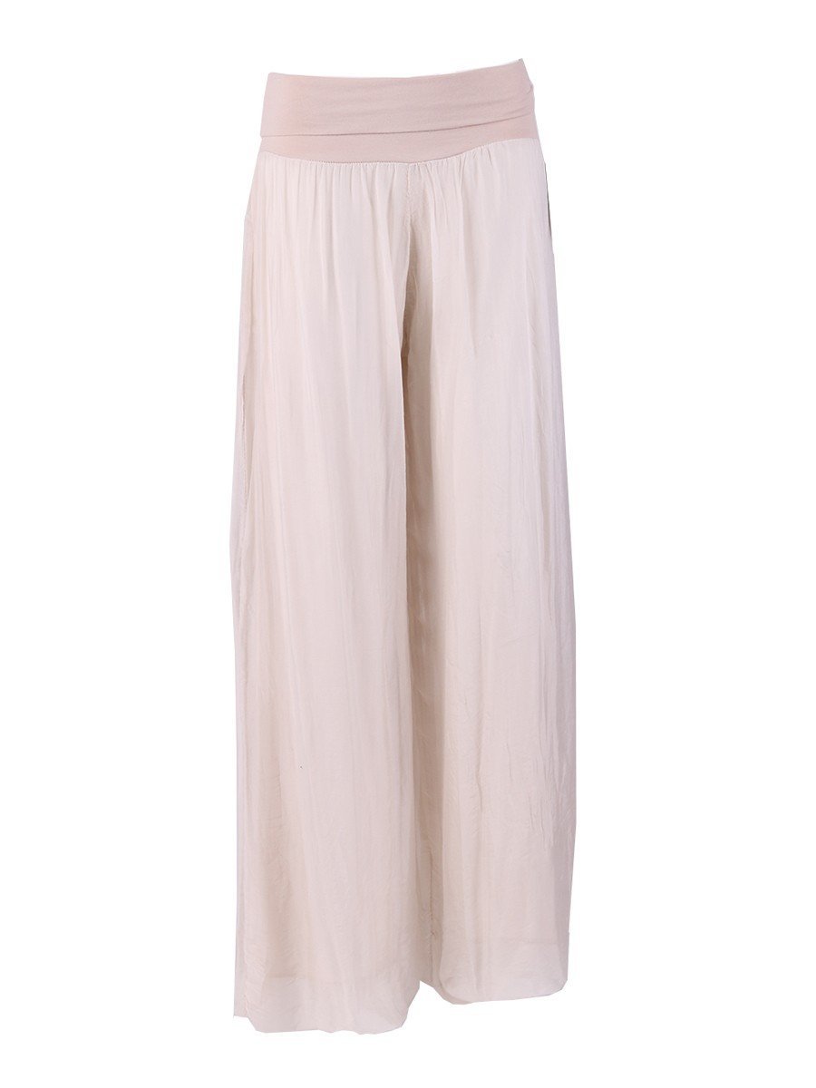 Champagne Italian Silk Palazzo Pants