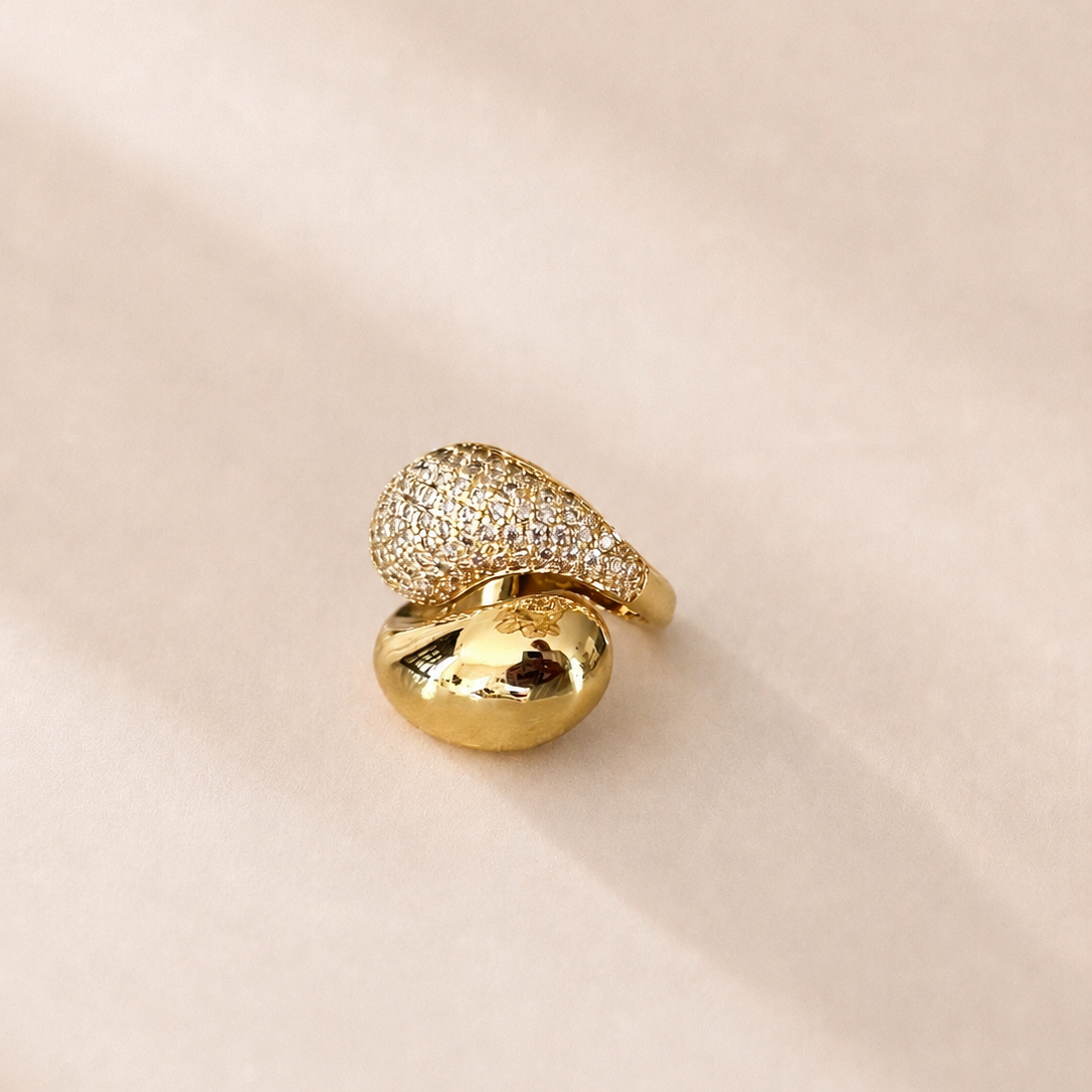 Bypass-Style Gemstone Dome Ring