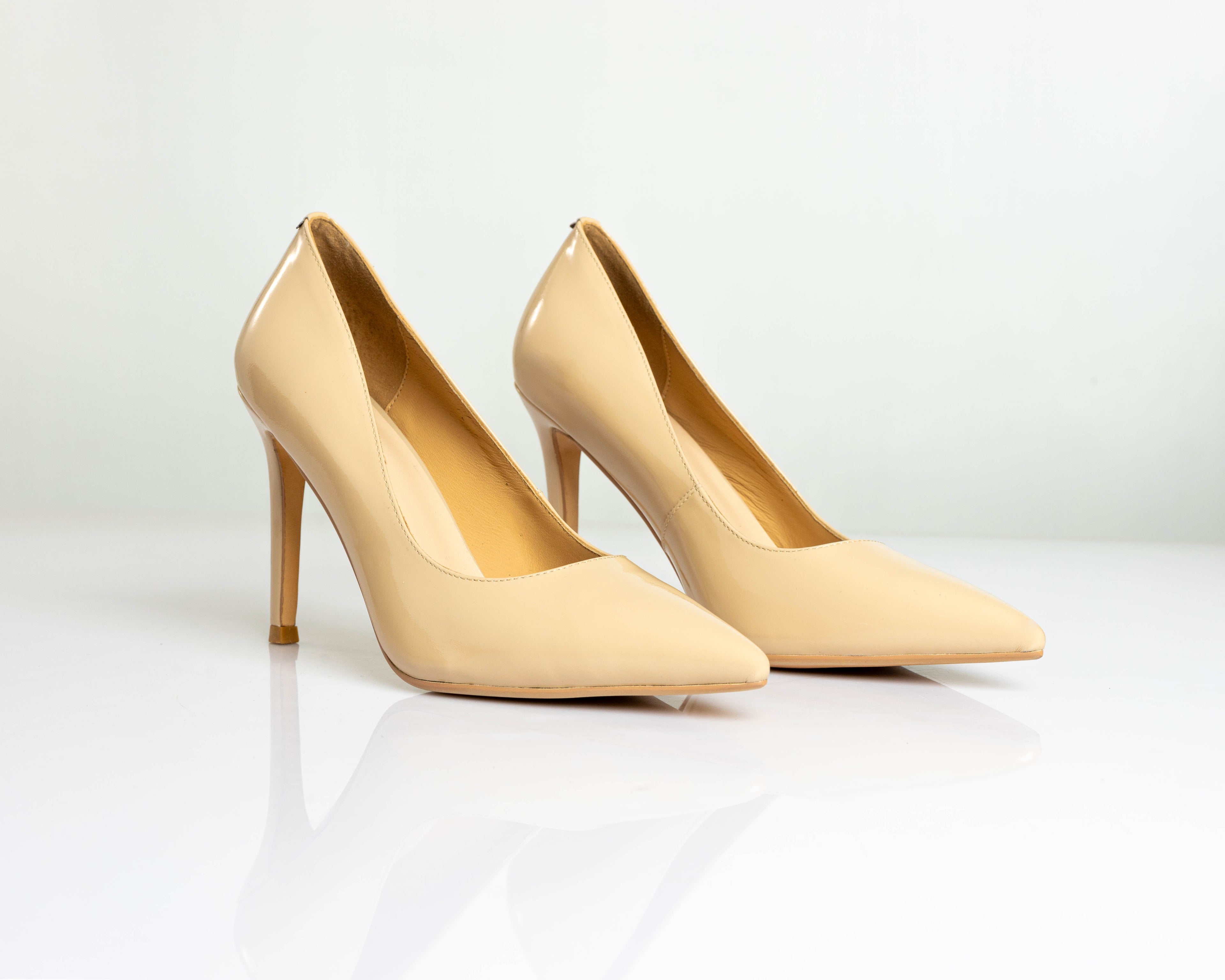 Patent Leather Beige High Heel Pumps