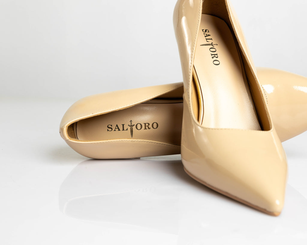 Patent Leather Beige High Heel Pumps
