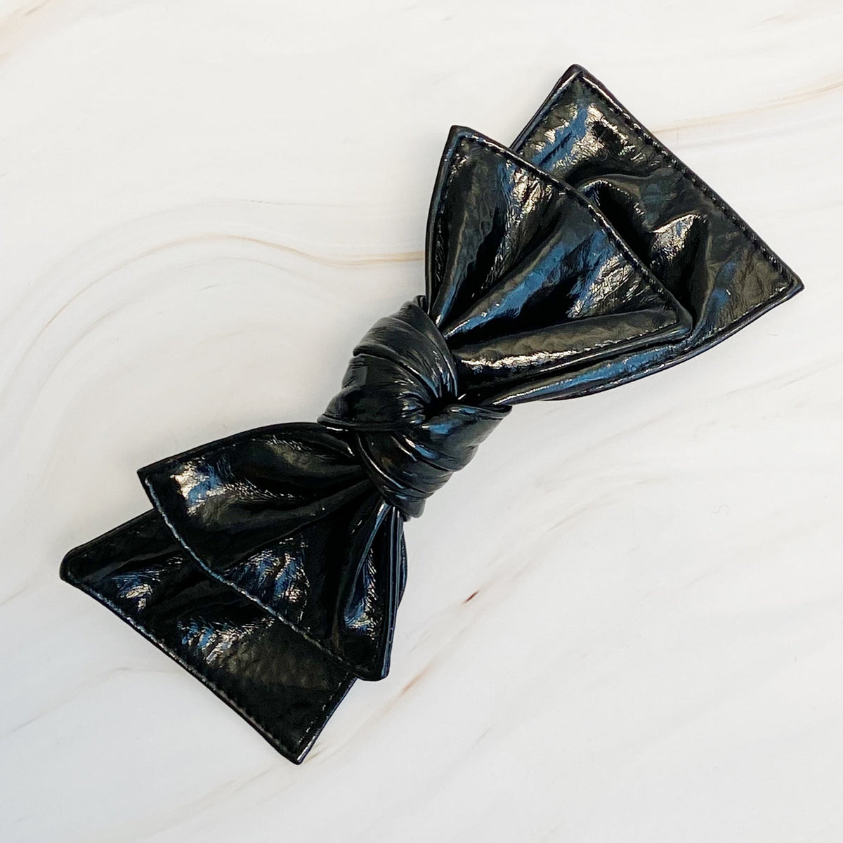 Patent Double Bow Hair Clip-3