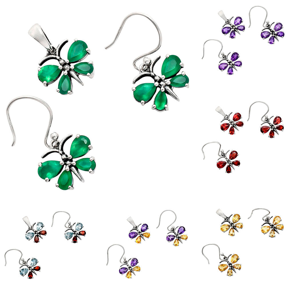 Butterfly Gemstone Jewelry 925 Sterling Silver Earrings