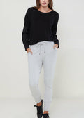 Drawstring Waist Fitted Jogger Pants In Heather Grey