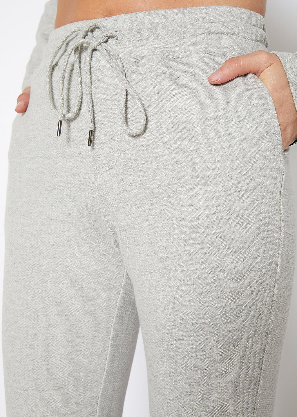 Drawstring Waist Fitted Jogger Pants In Heather Grey