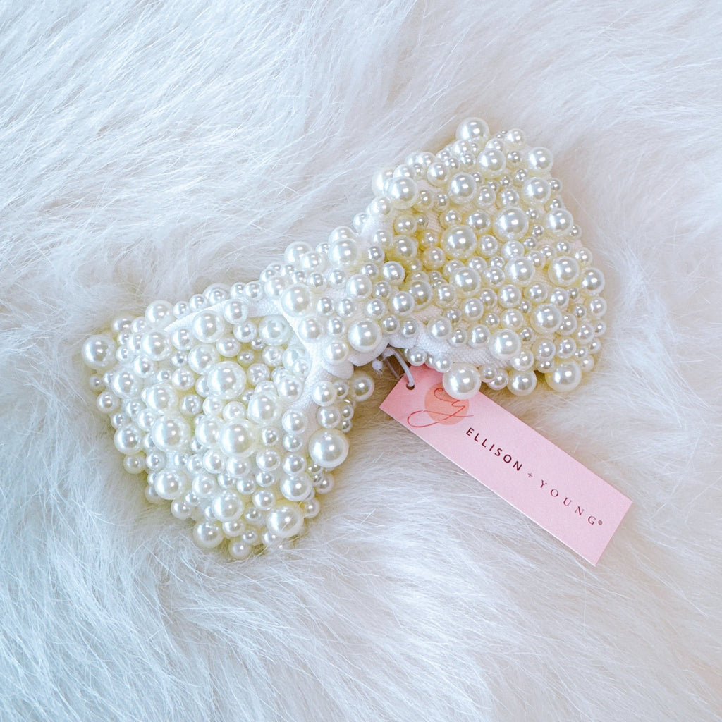 Adorned Pearl Bow Hair Clip-2