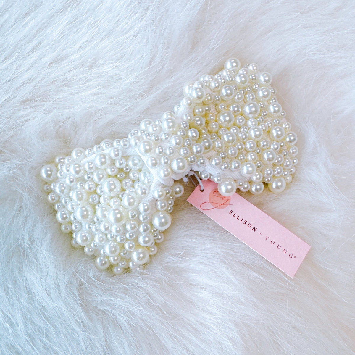 Adorned Pearl Bow Hair Clip-2