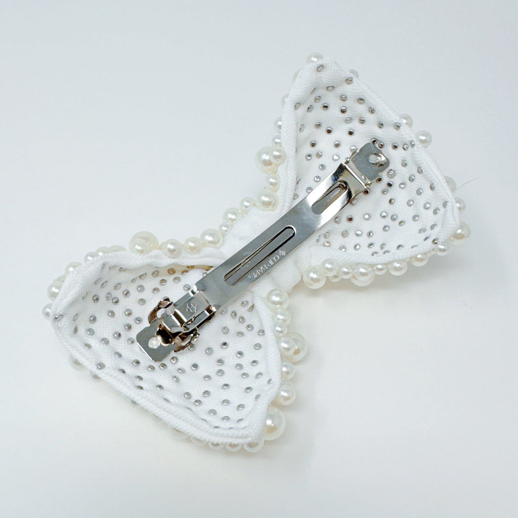 Adorned Pearl Bow Hair Clip-3