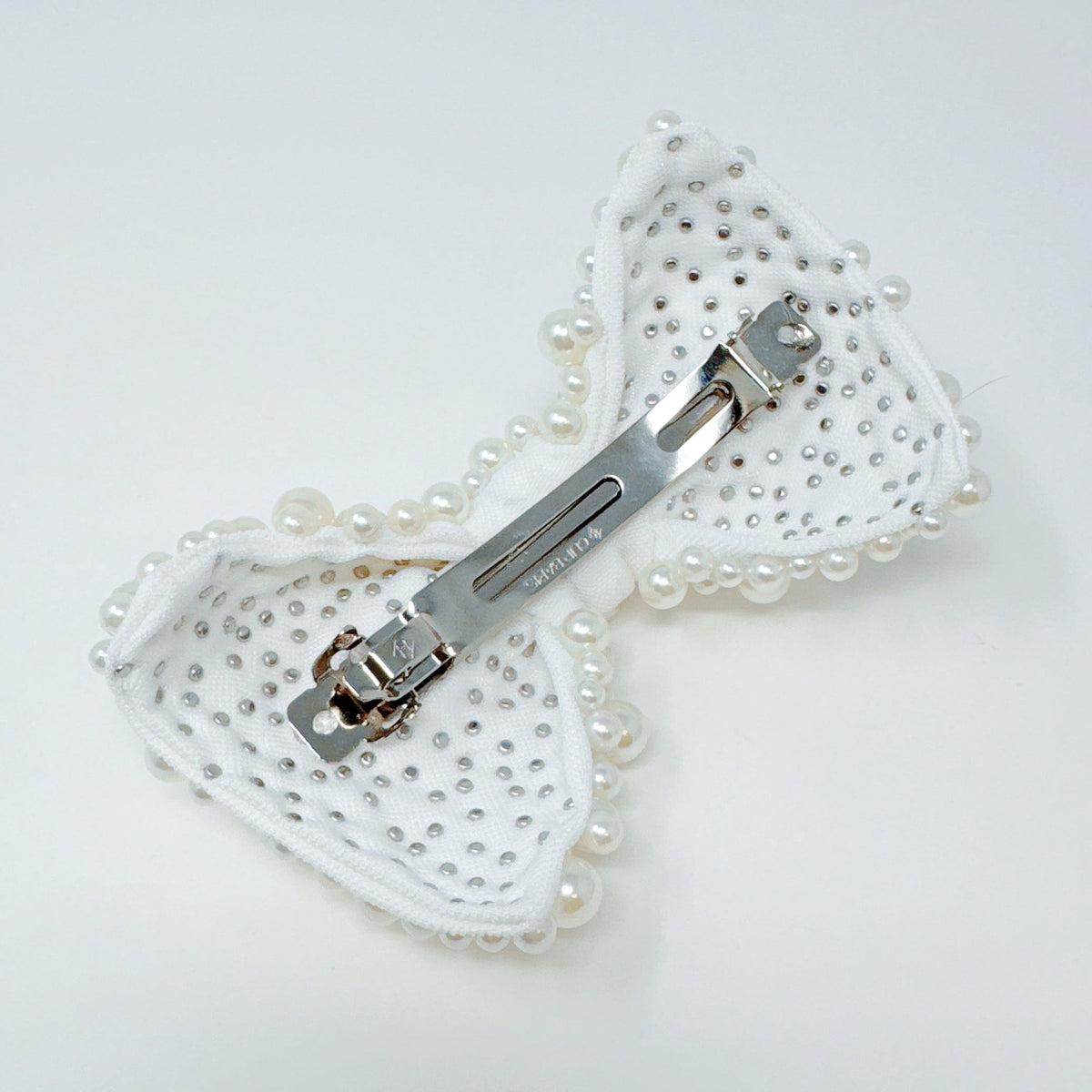 Adorned Pearl Bow Hair Clip-3