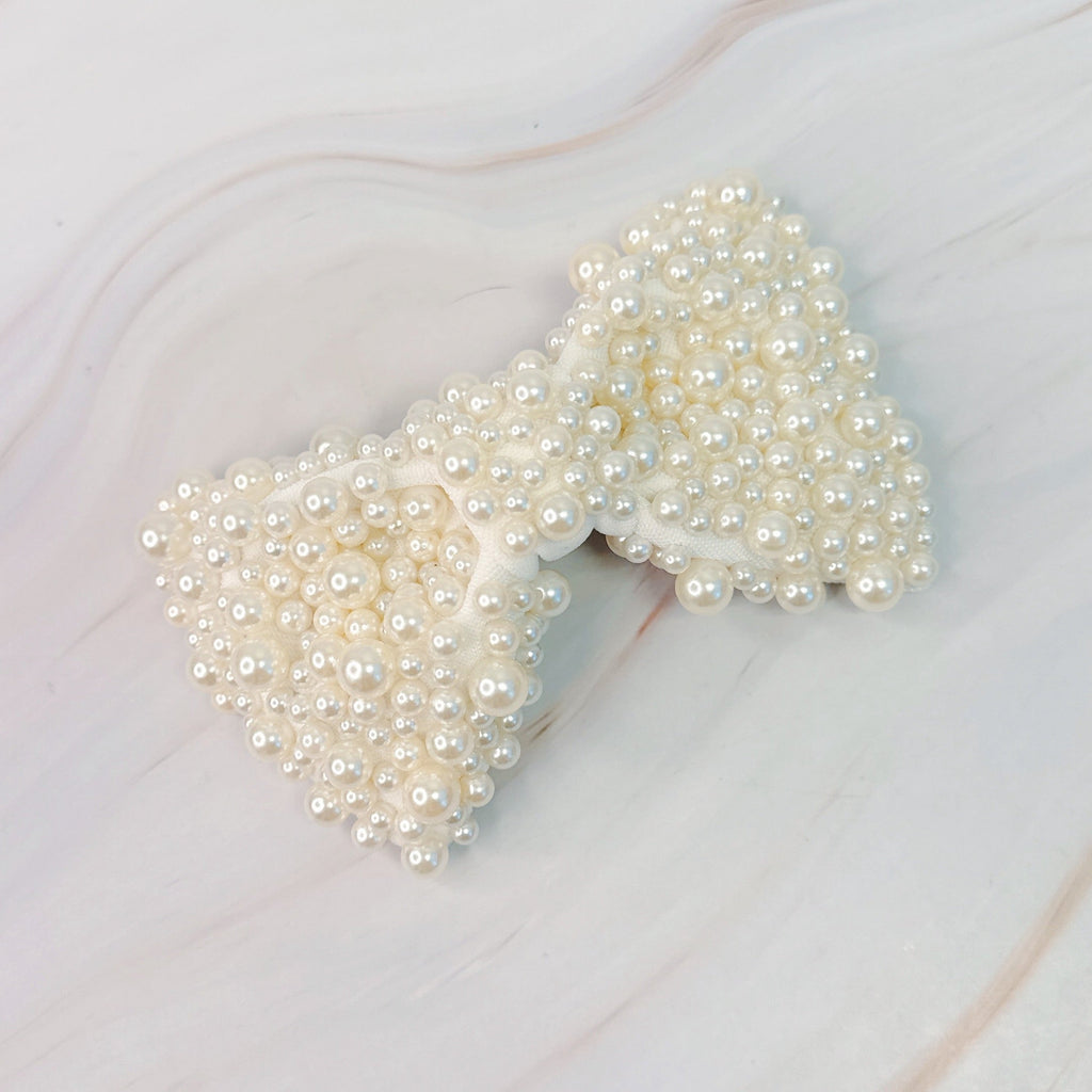 Adorned Pearl Bow Hair Clip-0