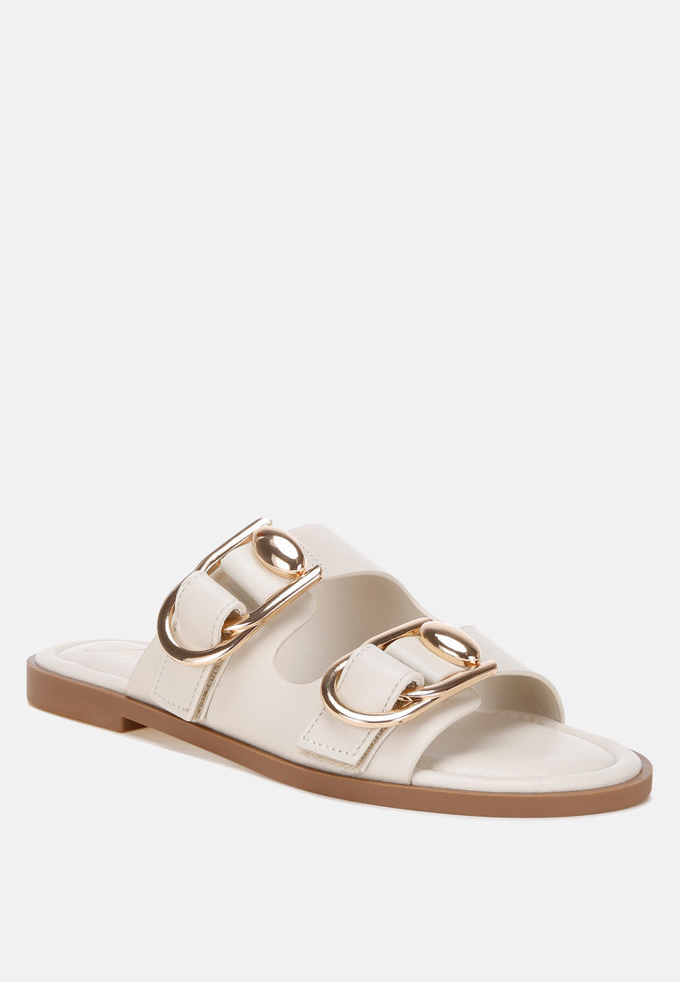 Metallic Dual Strap Slip-On Flats