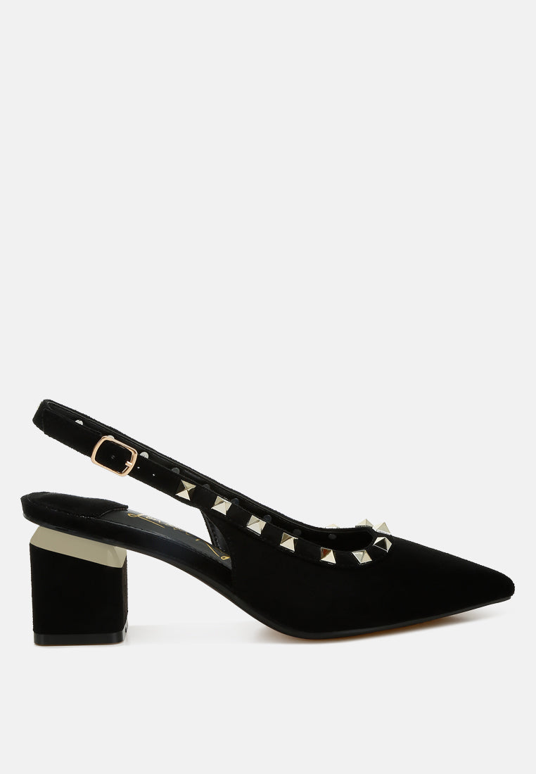 Stud Embellished Microfiber Sandals