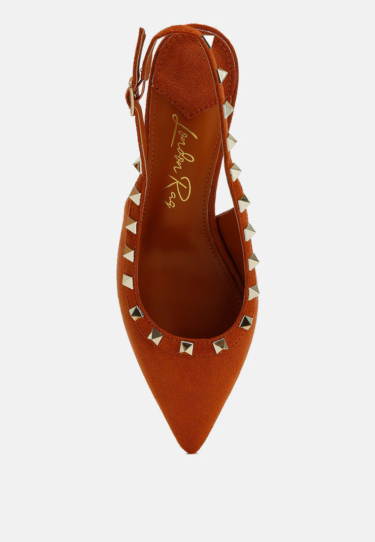 Stud Embellished Microfiber Sandals