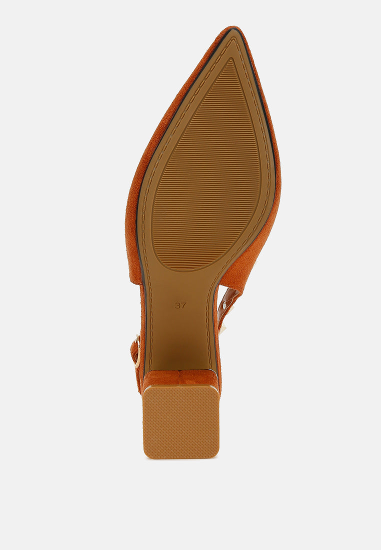 Stud Embellished Microfiber Sandals