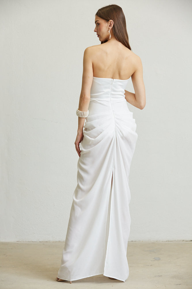 Satin Corset Waist Angel Wing Applique Dress
