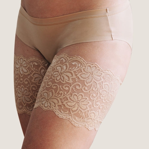 Beige Anti-Chafing Thigh Bands | Lace Beige