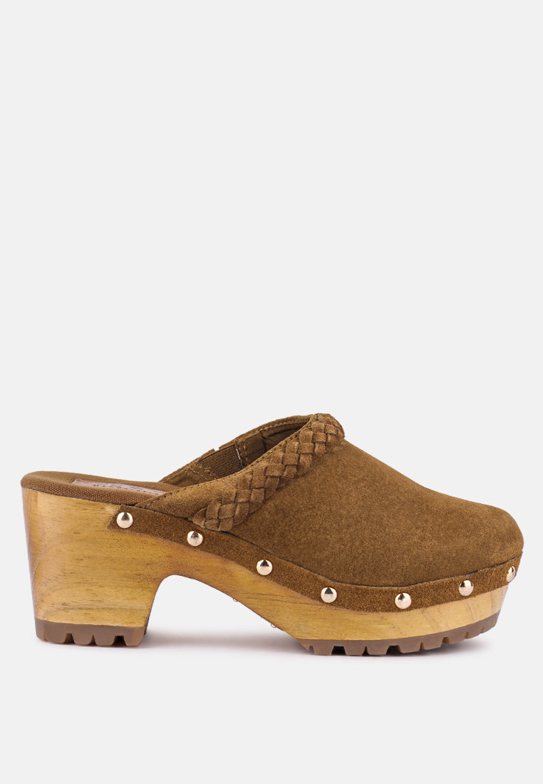 Fine Suede Leather Clogs