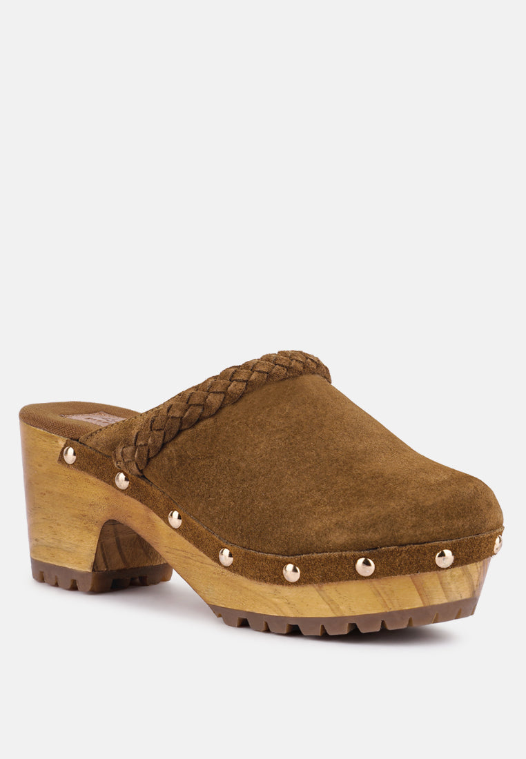 Fine Suede Leather Clogs