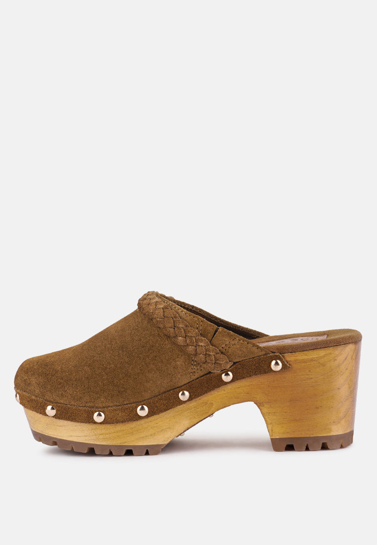 Fine Suede Leather Clogs