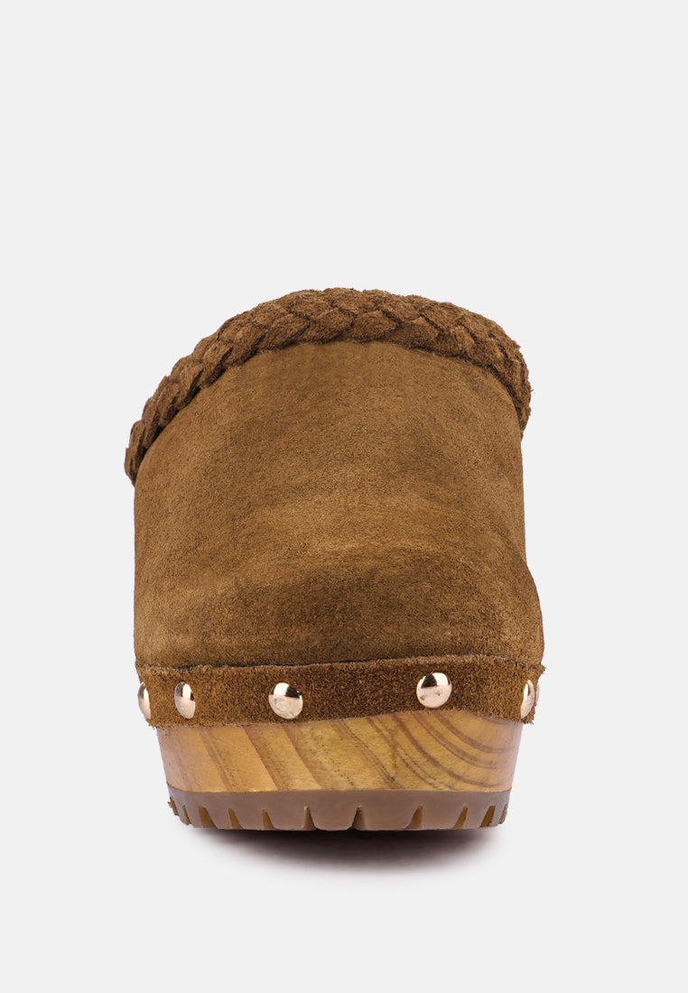 Fine Suede Leather Clogs