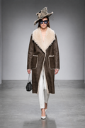 Faux Shearling Fur Trim Long Coat