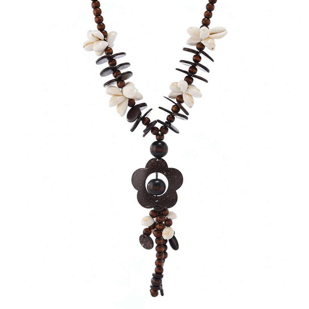 Bohemian Coconut Shell Necklace – Handmade Multi-Layer Wooden Jewelry-0