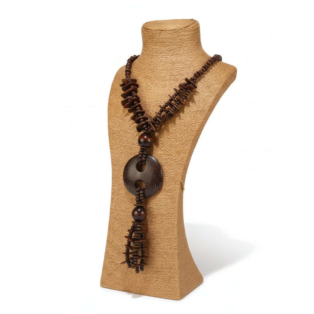 Bohemian Coconut Shell Necklace – Handmade Multi-Layer Wooden Jewelry-4
