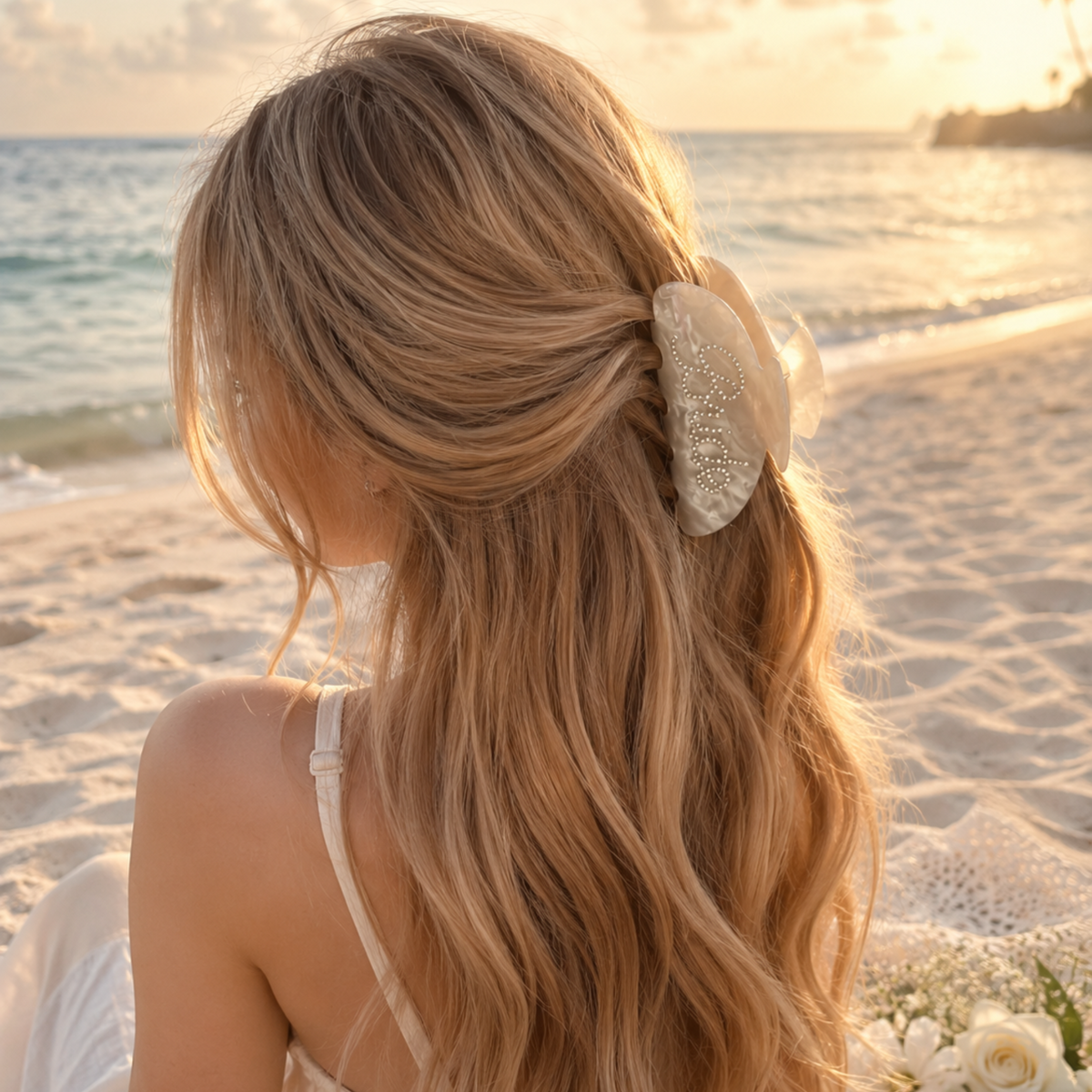 Bridal “Bride” Text Hair Claw Clip – Crystal Embellished