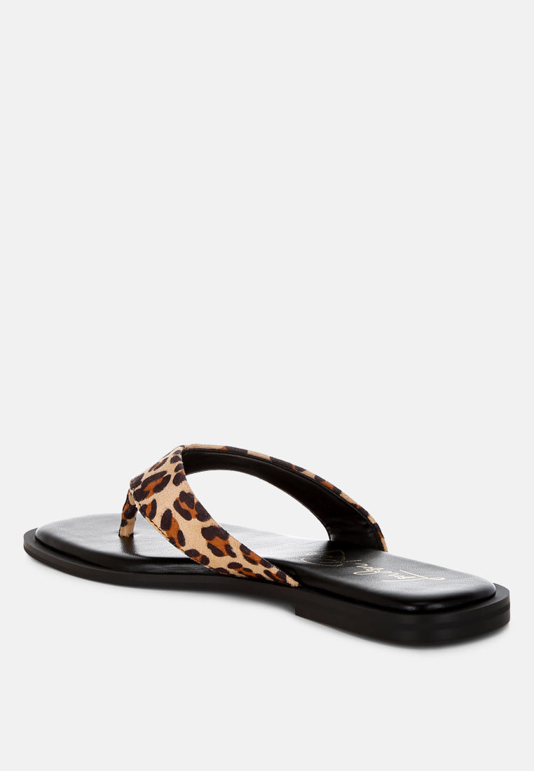 Leopard Print Microfiber Upper Thong Flats