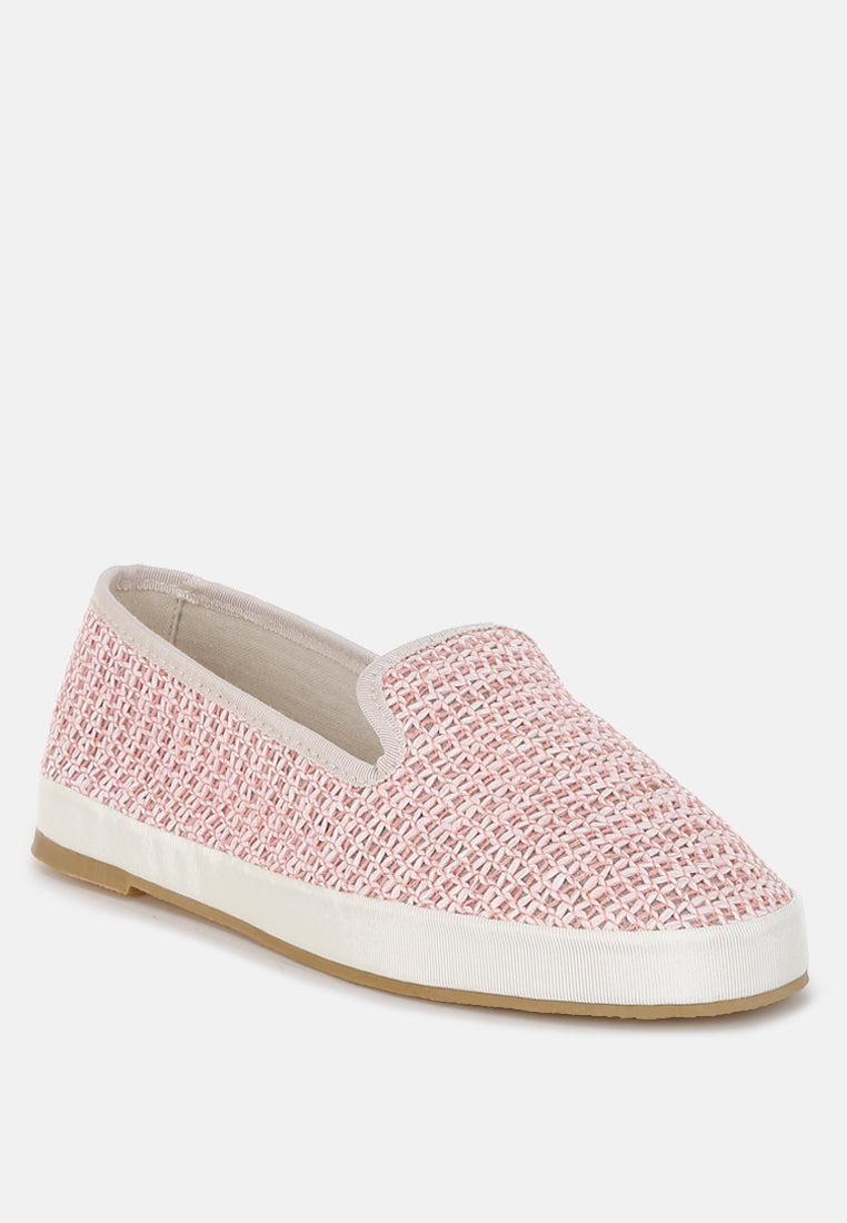 Round Toe Raffia Slip-On Loafers