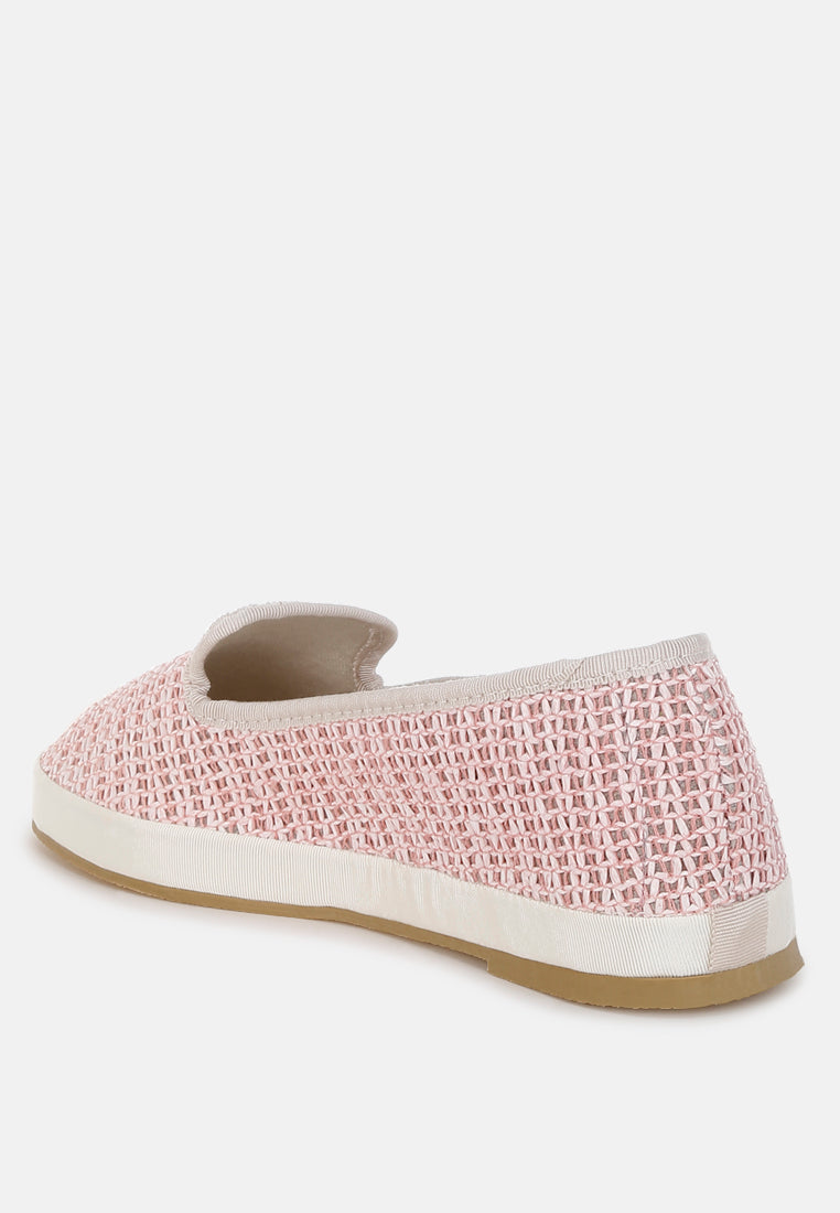 Round Toe Raffia Slip-On Loafers