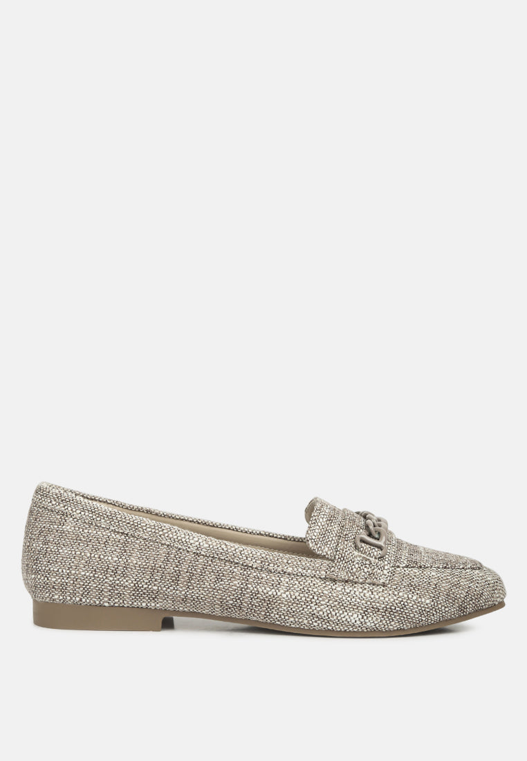 Quirky Chain Embellished Canvas Loafers