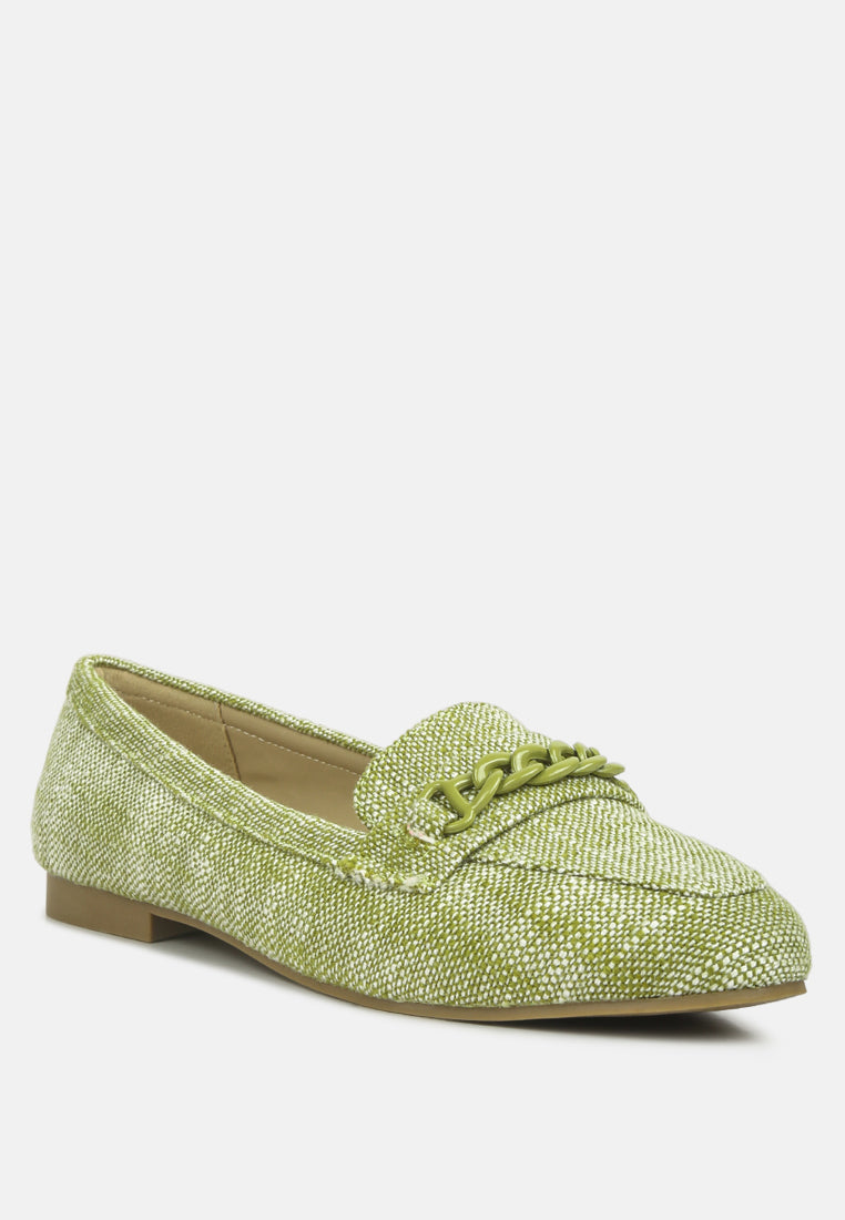 Quirky Chain Embellished Canvas Loafers