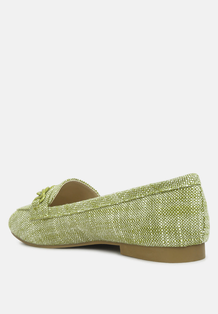 Quirky Chain Embellished Canvas Loafers