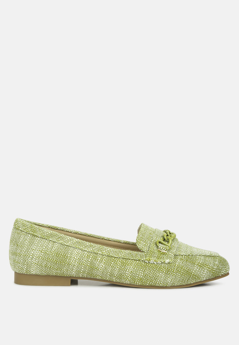 Quirky Chain Embellished Canvas Loafers