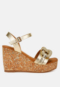 Chain Link Detail Wedge Sandals