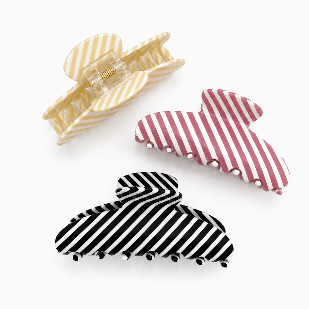Classic Striped Hair Claw Clip – Medium Hold