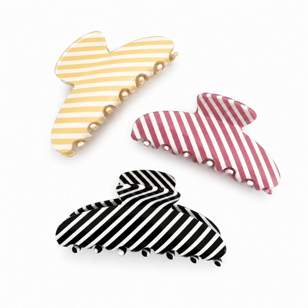 Classic Striped Hair Claw Clip – Medium Hold