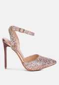 Embellished Vegan Leather Glitter Stiletto High Heels